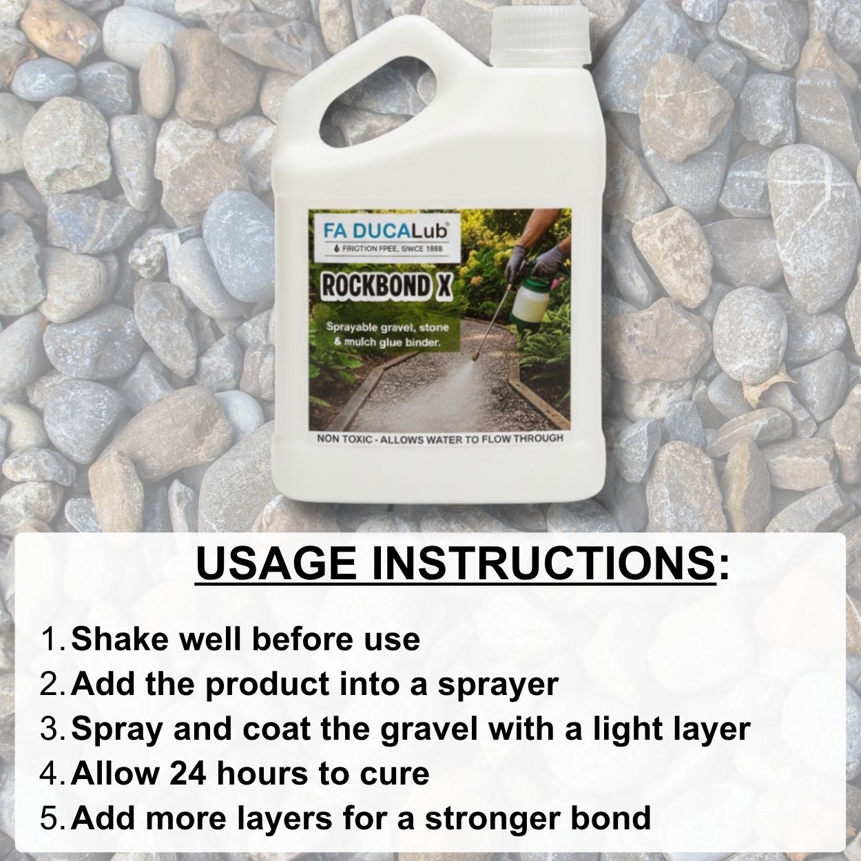 ROCKBOND X 500ml Sprayable gravel stone and mulch glue binder - Image 6